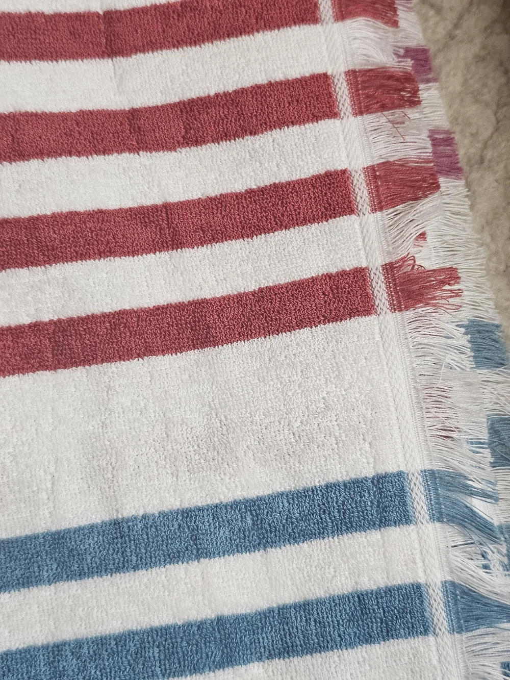 Brooks Brothers Striped Cotton Towel  in White, Red, Blue & Brown